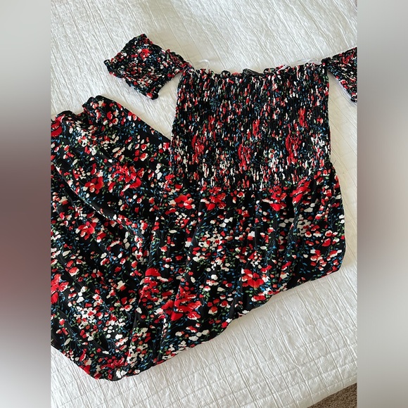 View from the Meadow Black Floral Print Off-the-Shoulder Dress - Picture 4 of 4